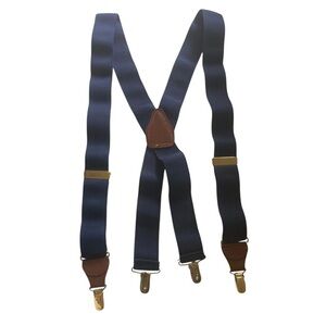 Navy Blue Suspenders with Brown Accents